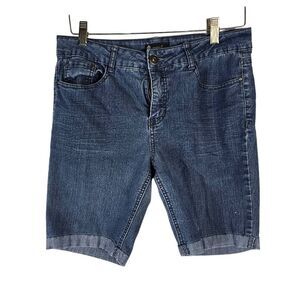 Signature Studio Silver Bloom Embroidered Denim Shorts